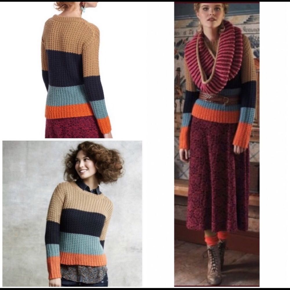 Anthro Sparrow Olaf Colorblock Striped Sweater